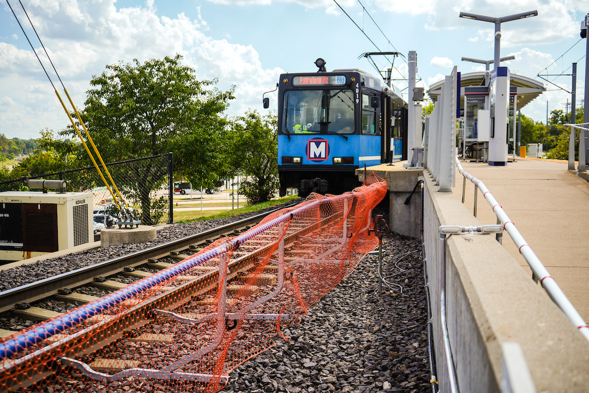 Train passing through Shrewsbury station